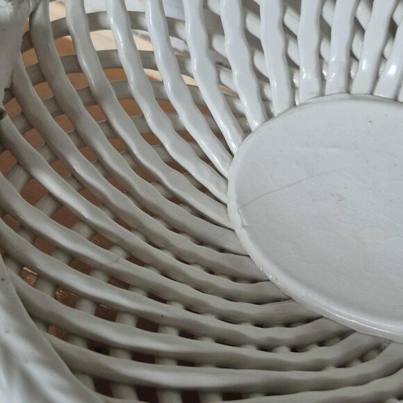 Vintage Capodimonte Style Ceramic Woven Basket of Flowers - Picture 2 of 10